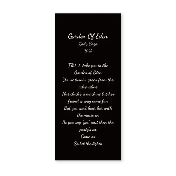Ladygaga Lyrics Card Garden of Eden - Image 2