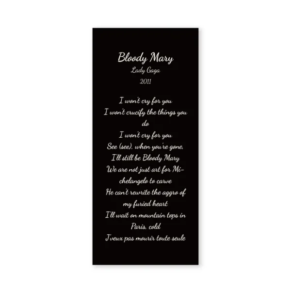 Ladygaga Lyrics Card Bloody Mary - Image 2